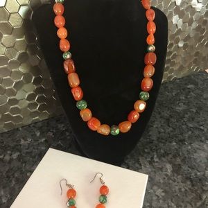 Natural Stone Necklace and Earring Set
